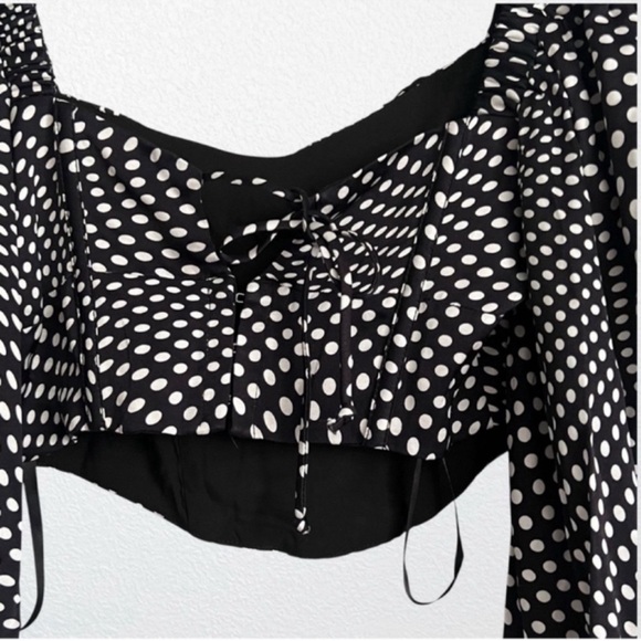 For Love & Lemons Kat Corset Top in Black & White Dot SZ XS - Picture 5 of 7